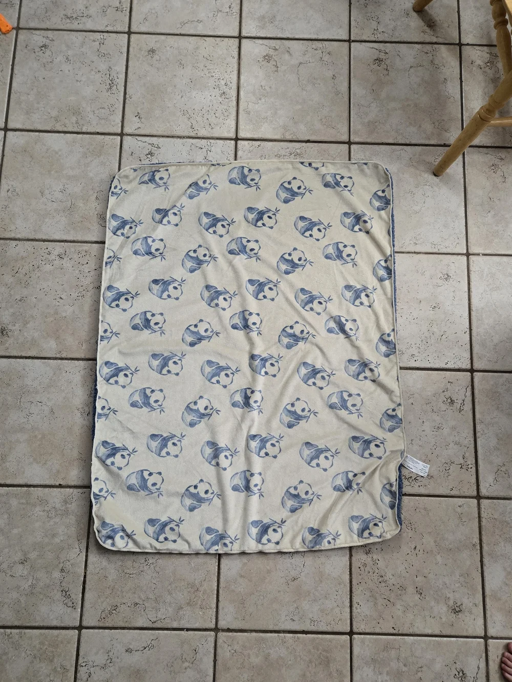 Carter's Cream Throw Blanket with Blue Panda Print